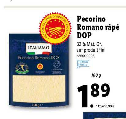 pecorino romano râpé dop italiamo