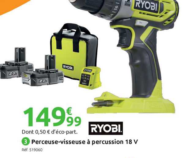 Perceuse-visseuse à Percussion 18 V Ryobi