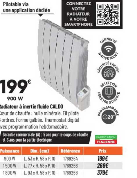 radiateur à inertie fluide caldo