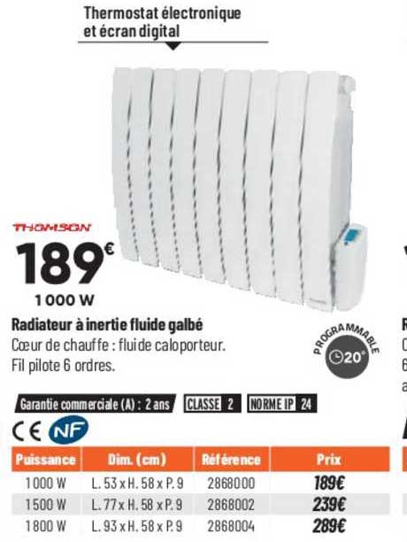 radiateur à inertie fluide galbé thomson