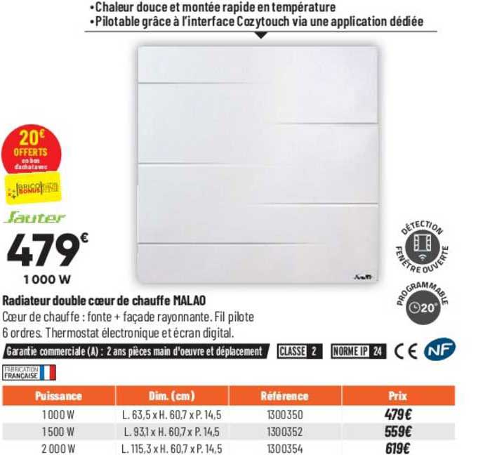 Radiateur Double Cœur De Chauffe Malao Sauter