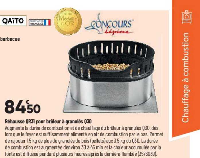 réhausse qr31 pour brûleur à granulés q30 qatto