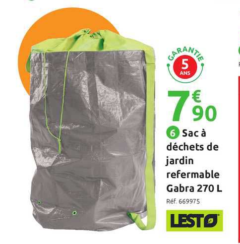 sac à déchets de jardin refermable gabra 270 l lesto