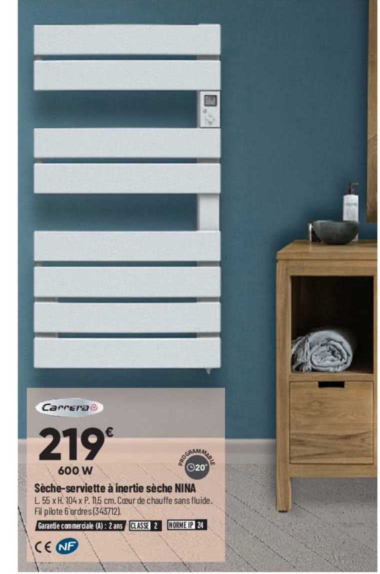 sèche-serviette à inertie sèche nina