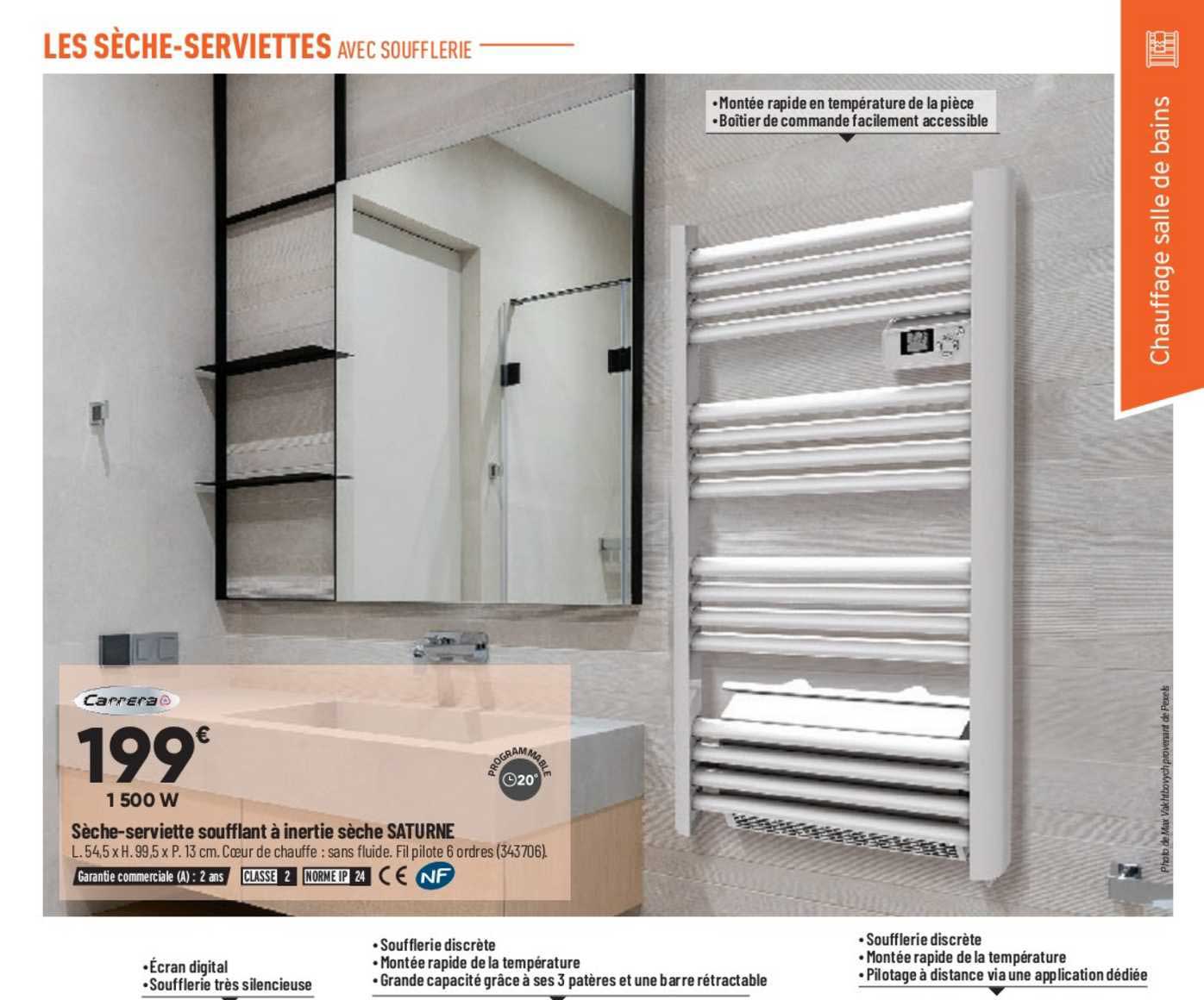 sèche-serviette soufflant à inertie sèche saturne carrera