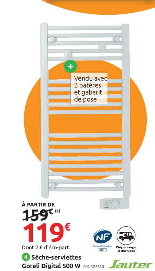 sèche-serviettes goreli digital 500 w sauter