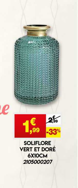 soliflore vert et doré 6 x 10 cm