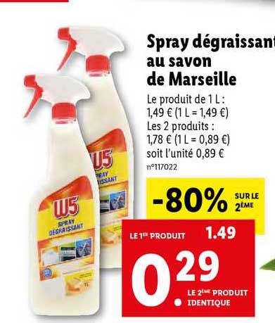 Spray Dégraissant Au Savon De Marseille W5