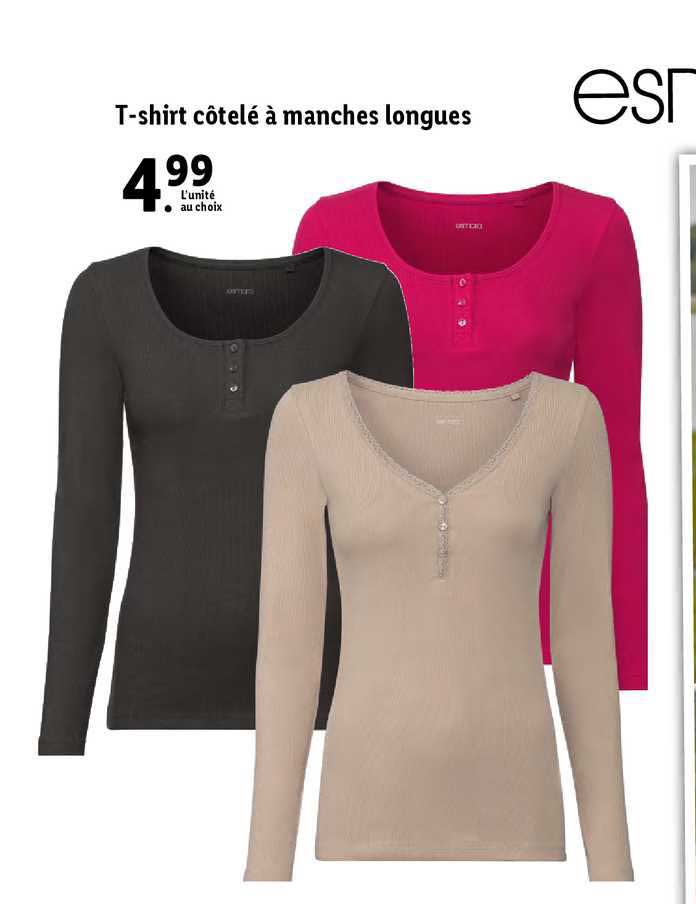 t-shirt côtelé à manches longues esmara