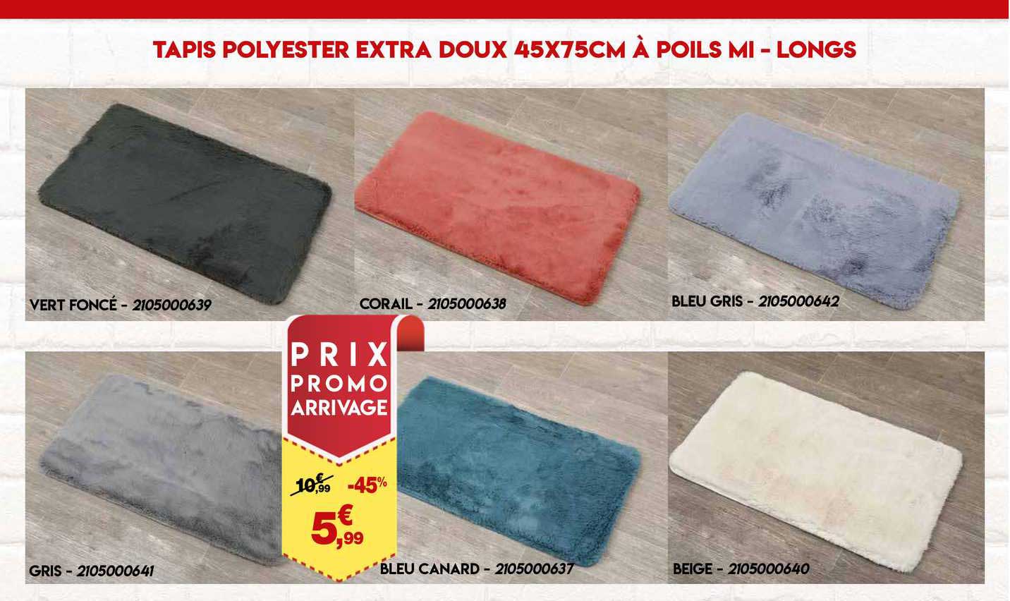 tapis polyester extra doux 45 x 75 cm à poils mi-longs