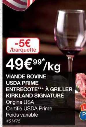 viande bovine : usda prime entrecôte*** à griller kirkland signature