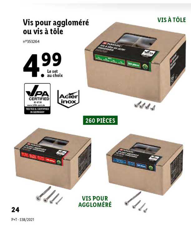 vis pour aggloméré ou vis à tôle