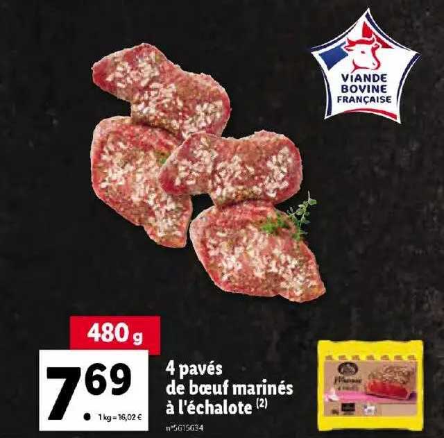 4 pavés de boeuf marinés à l'échalote