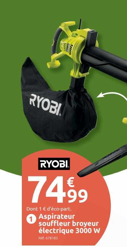 Aspirateur Souffleur Broyeur électrique 3000 W Ryobi