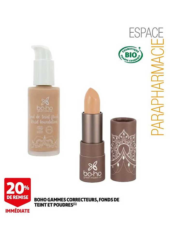 boho gammes correcteurs, fonds de teint et poudres