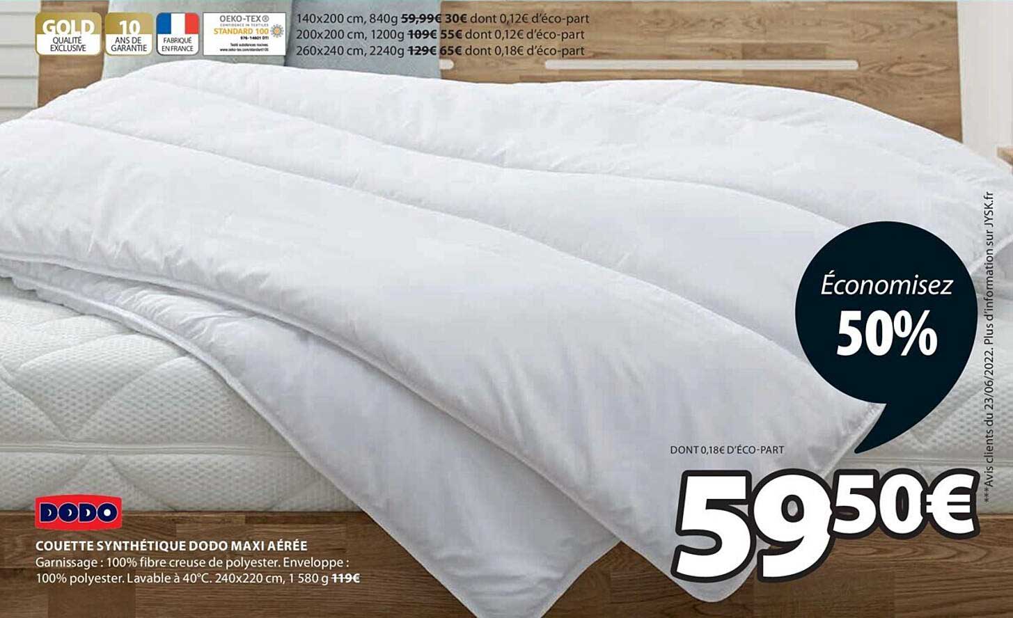 couette synthétique dodo maxi aérée