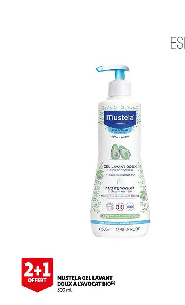 mustela gel lavant doux à l'avocat bio
