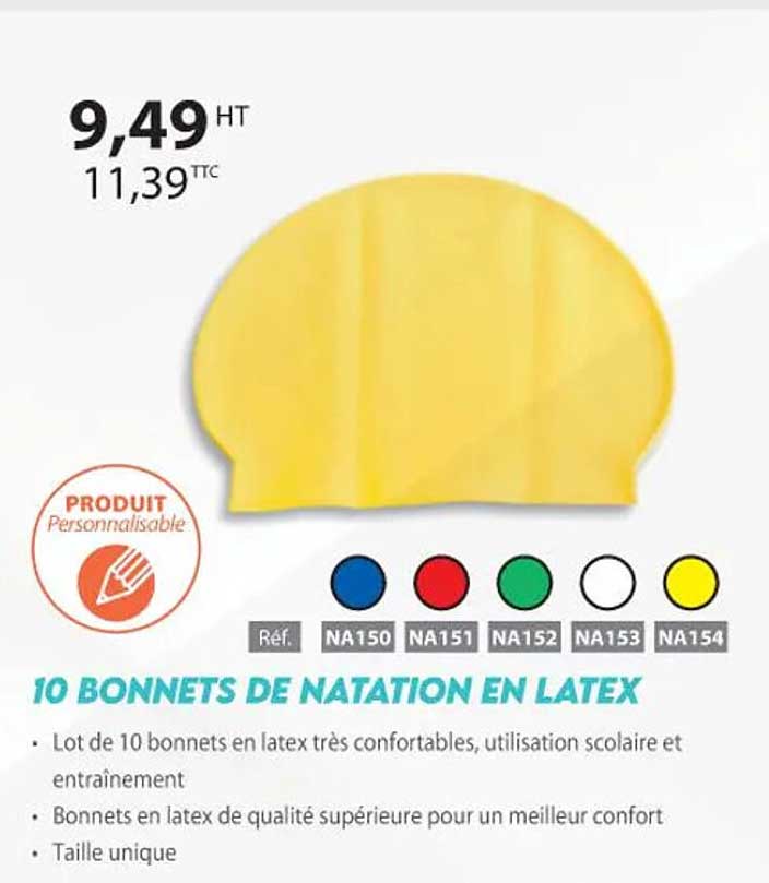 10 bonnets de natation en latex