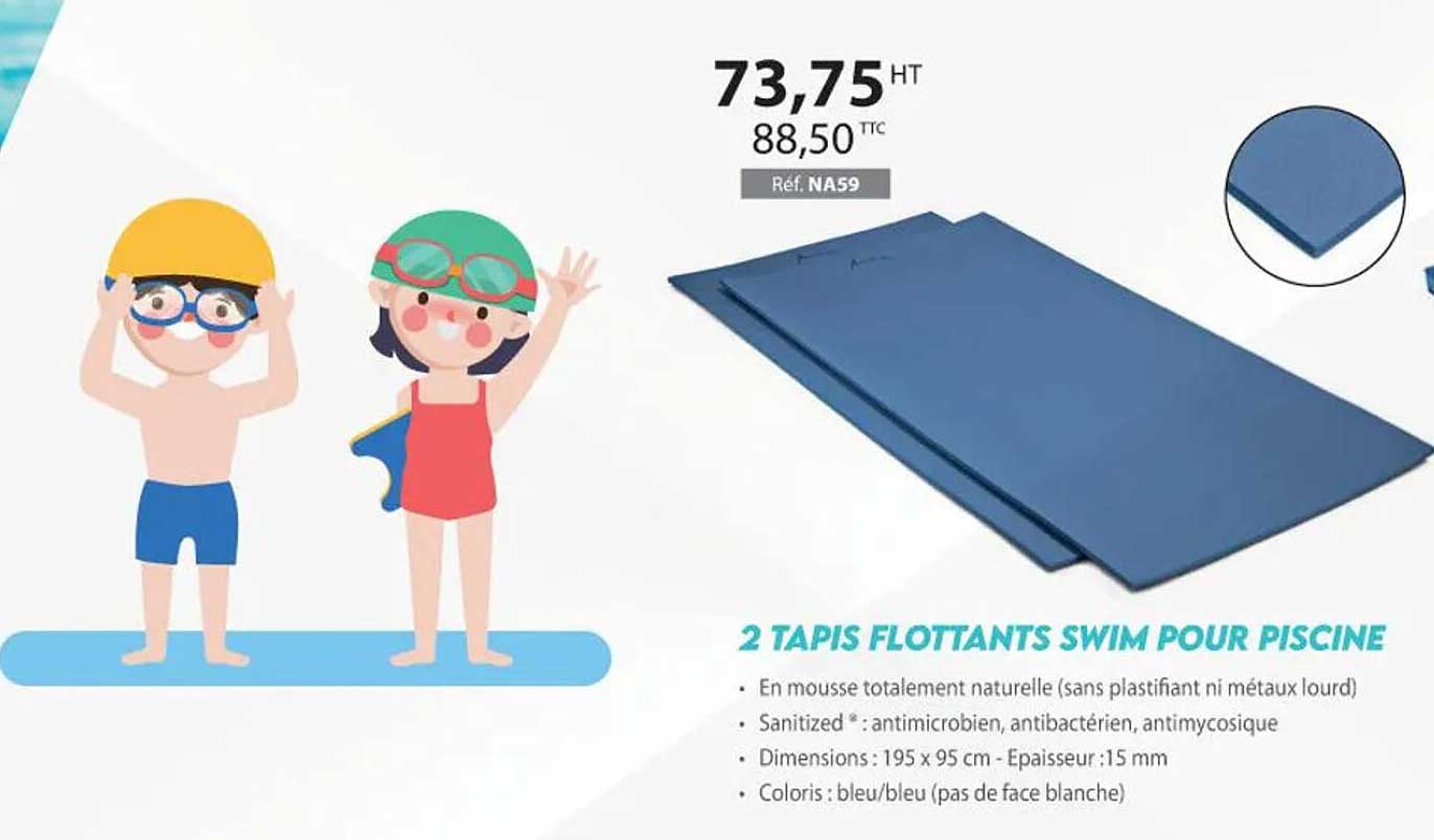 2 tapis flottants swim pour piscine