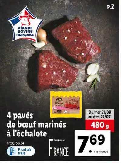 4 pavés de boeuf marinés à l'échalote