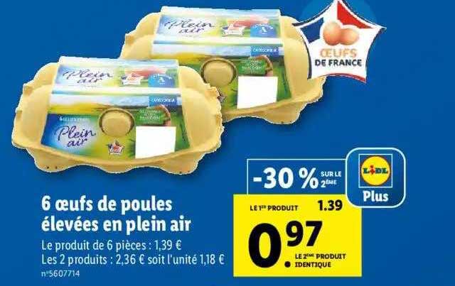 6 oeufs de poules élevées en plein air