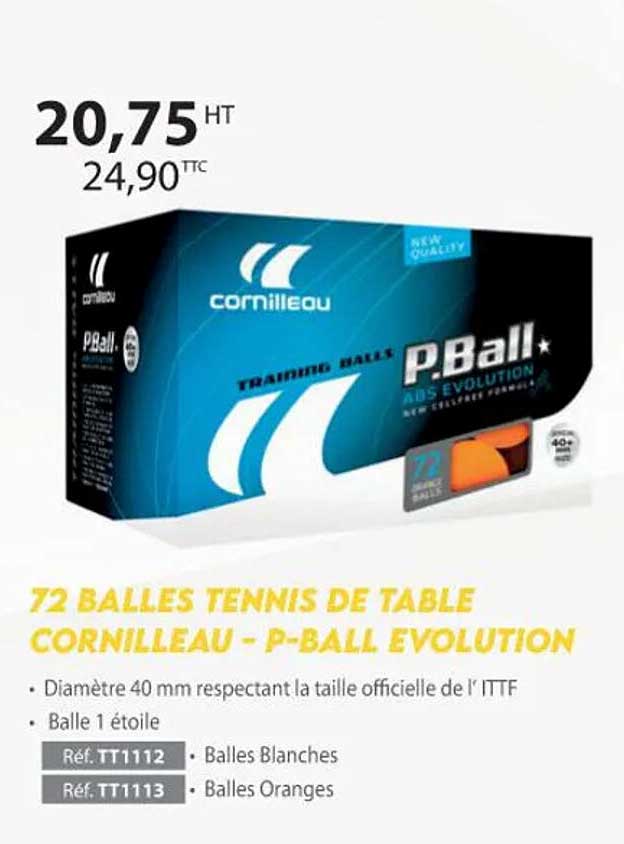 72 balles tennis de table cornilleau - p-ball évolution