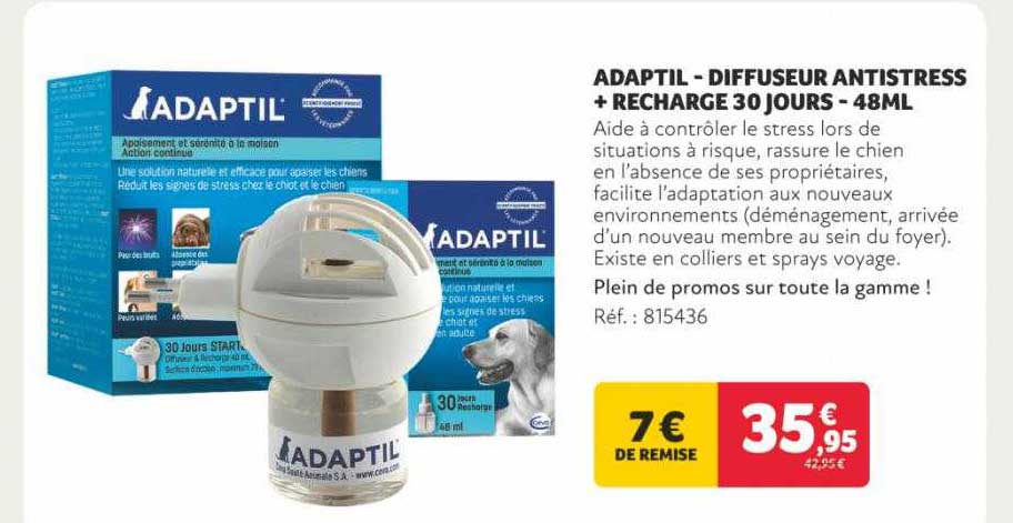 adaptil - diffuseur antistress + recharge 30 jours - 48ml