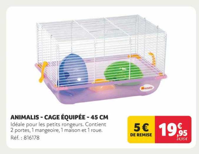 animalis - cage équipée - 45 cm