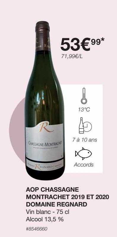 aop chassagne montrachet 2019 et 2020 domaine regnard