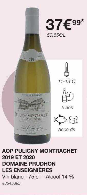 aop puligny montrachet 2019 et 2020 domaine prudhon les enseignières