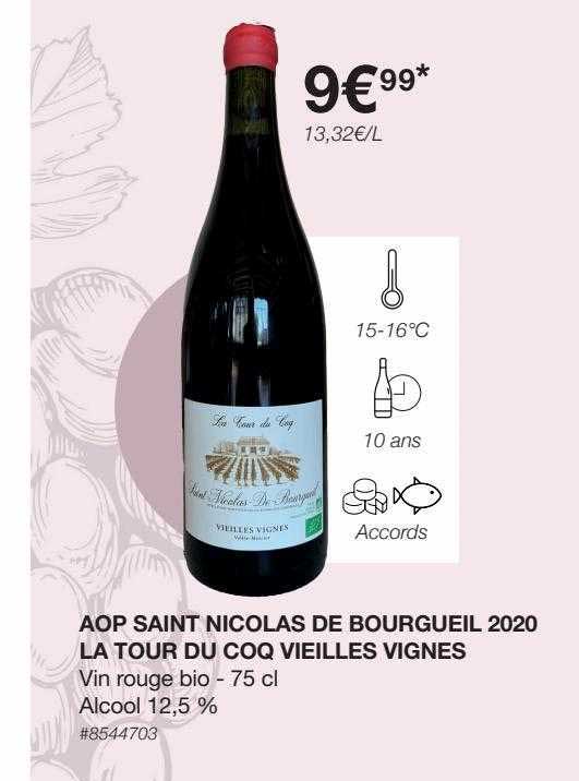 aop saint nicolas de bourgueil 2020 la tour du coq vieilles vignes