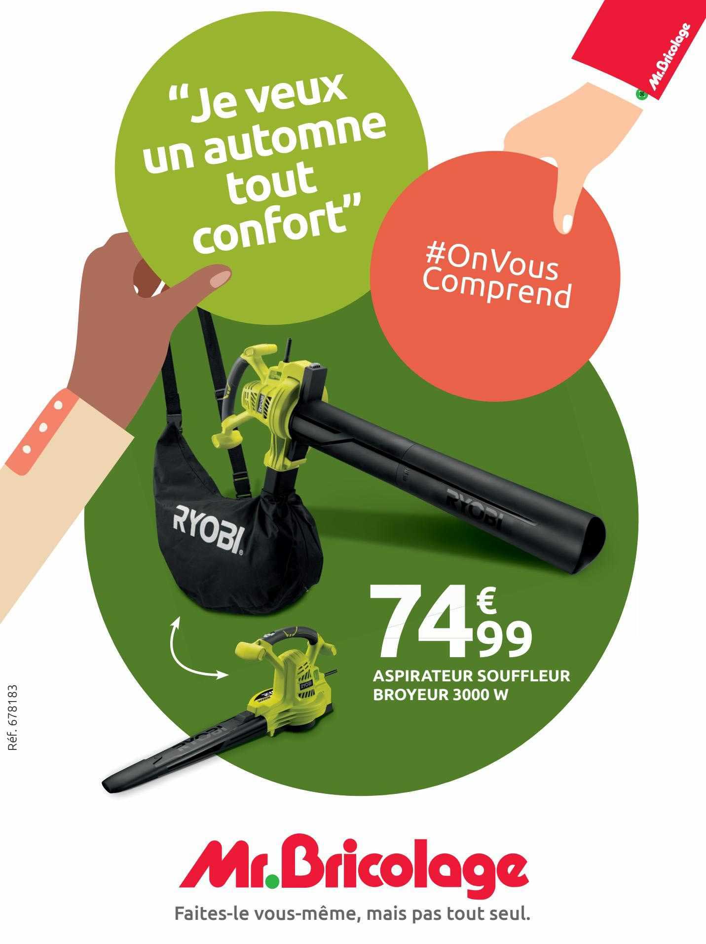 Aspirateur Souffleur Broyeur 3000 W Ryobi