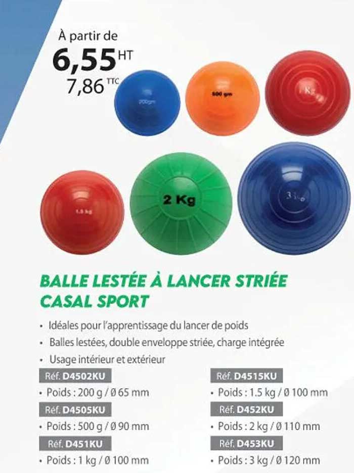 balle lestée à lancer striée casal sport