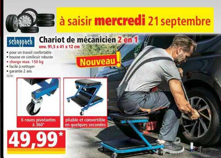 Chariot De Mécanicien 2 En 1 Scheppach