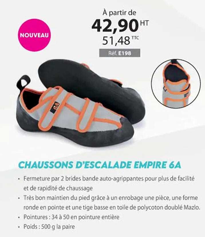 chaussons d'escalade empire 6a