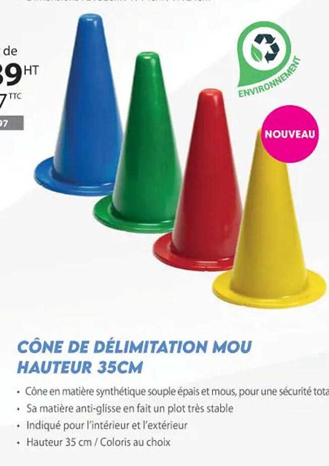 cône de délimitation mou hauteur 35 cm
