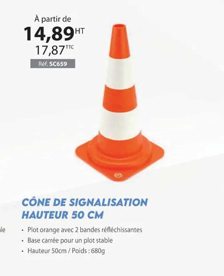 cône de signalisation hauteur 50 cm