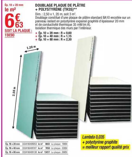 doublage plaque de plâtre + polystyrène (th35)
