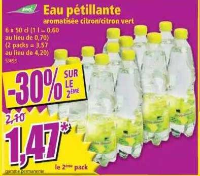 eau pétillante aromatisée citron-citron vert bref