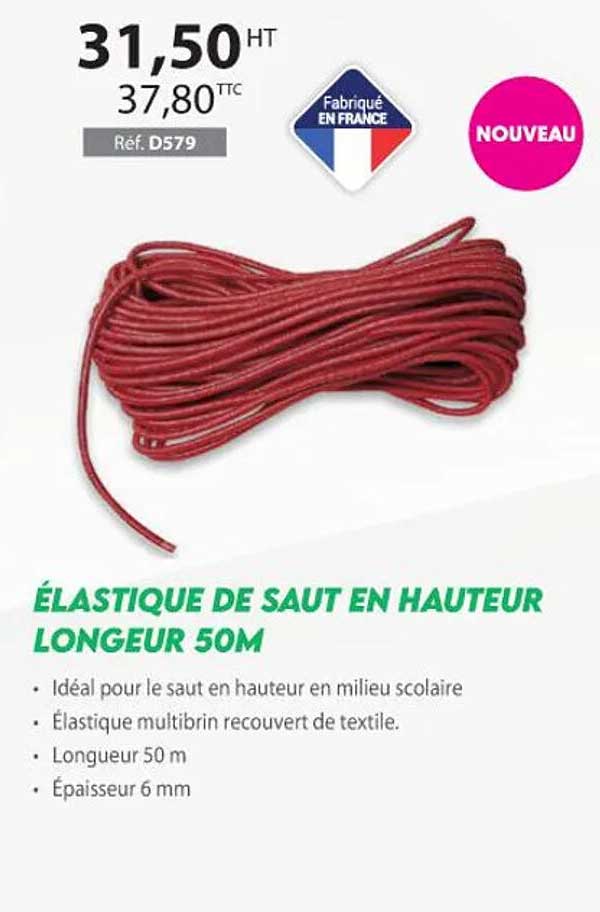 élastique de saut en hauteur longuer 50m