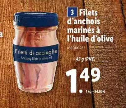 filets d'anchois marinés à l'huile d'olive