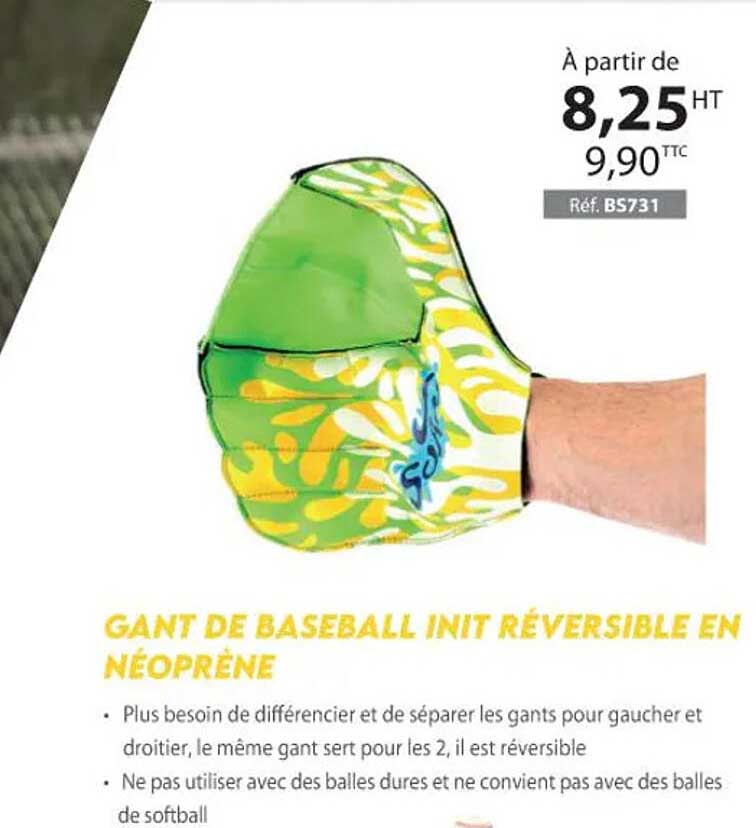 gant de baseball init réversible en néoprène