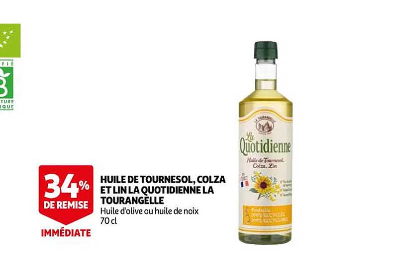 huile de tournesol, colza et lin la quotidienne la tourangelle