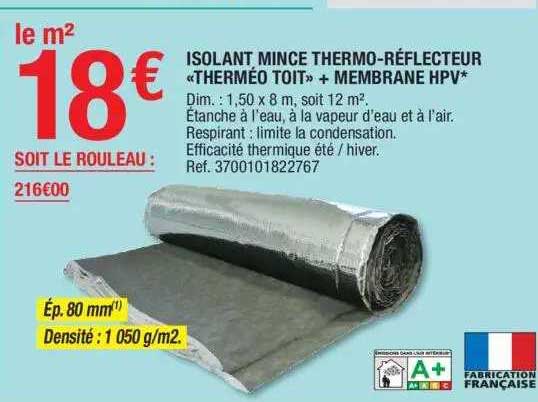 isolant mince thermo-réflecteur «therméo toit» + membrane hpv