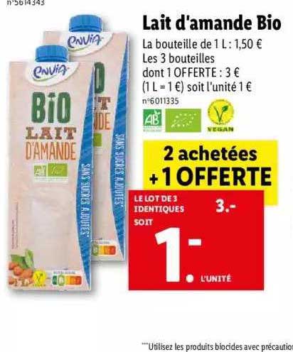 lait d'amande bio envia