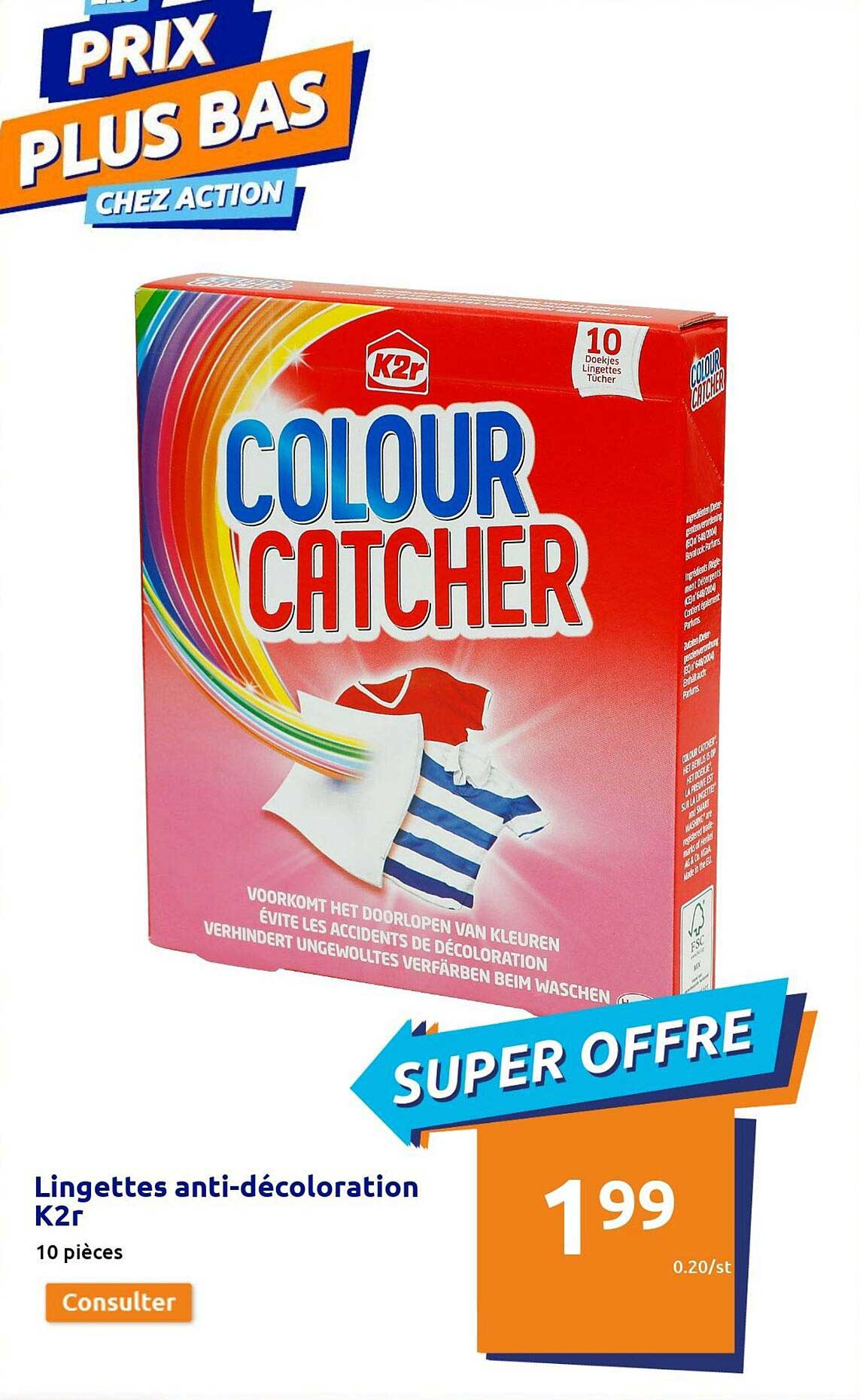 lingettes anti-décoloration k2r