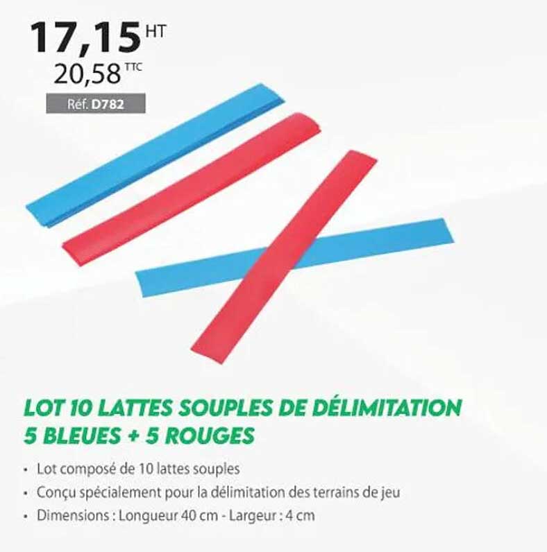 Lot 10 Lattes Souples De Délimitation 5 Bleues + 5 Rouges