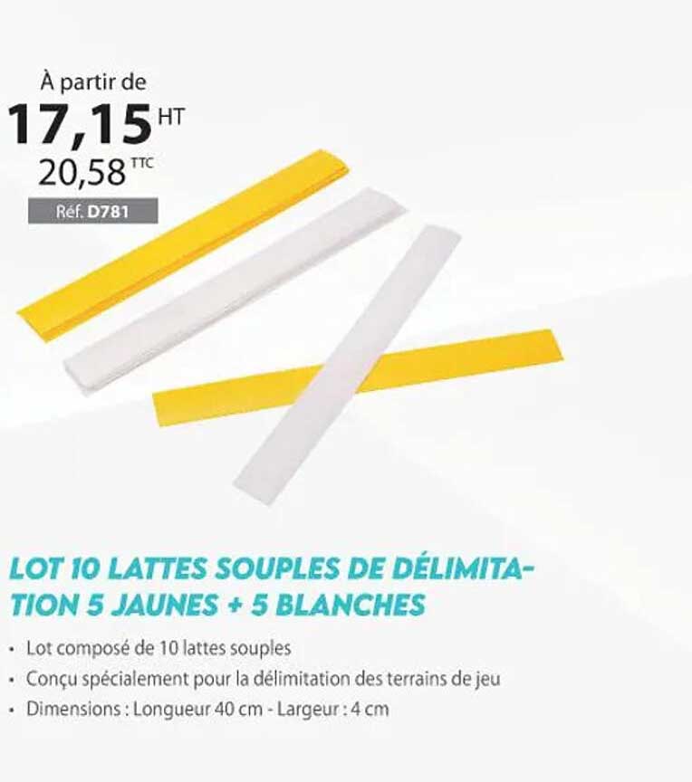 lot 10 lattes souples de délimitation 5 jaunes + 5 blanches