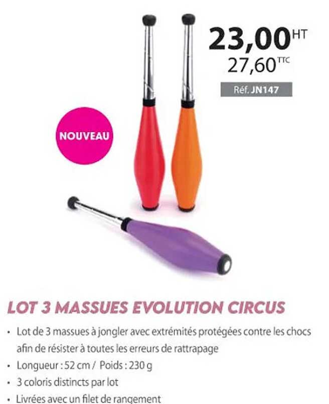 lot 3 massues évolution circus