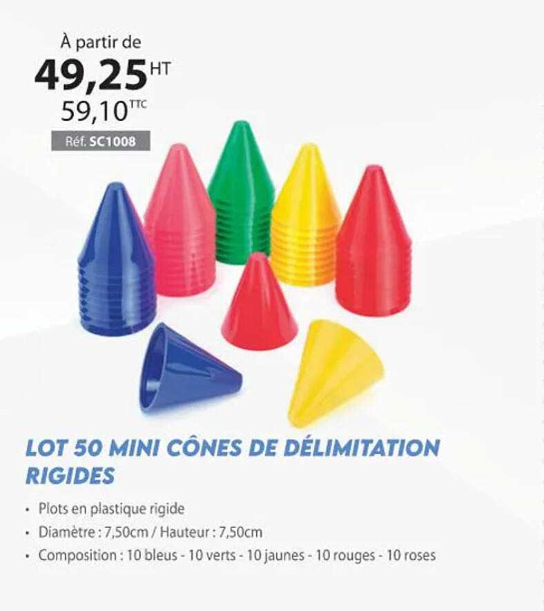 lot 50 mini cônes de délimitation rigides